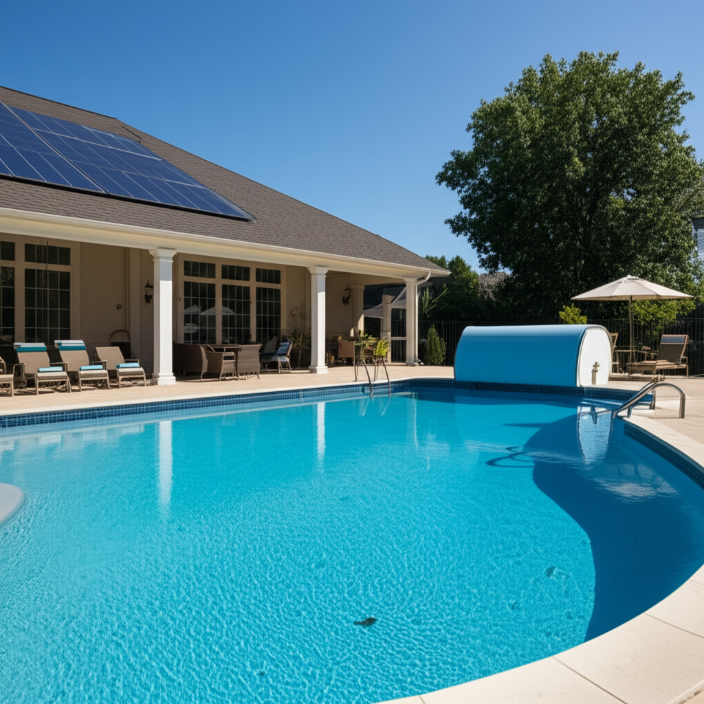 – Generate a high-quality, relevant image prompt for: Pool Energy Efficiency: Proven, Best Savings