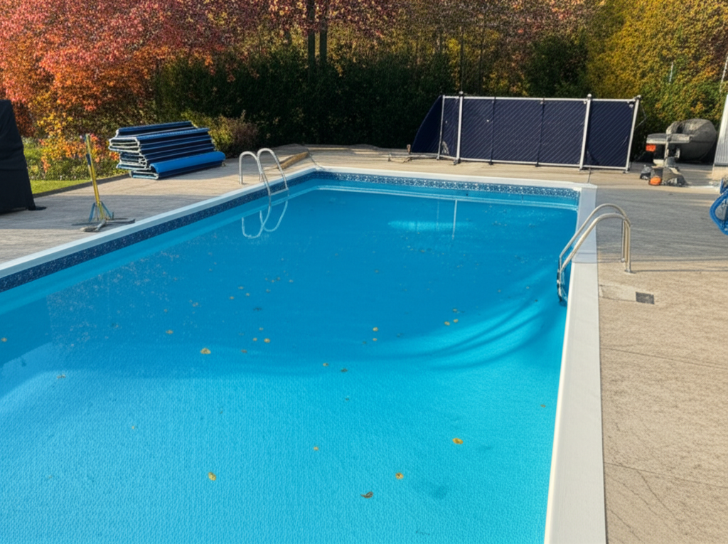 – Generate a high-quality, relevant image prompt for: Pool Closing: Effortless Winterization Secrets