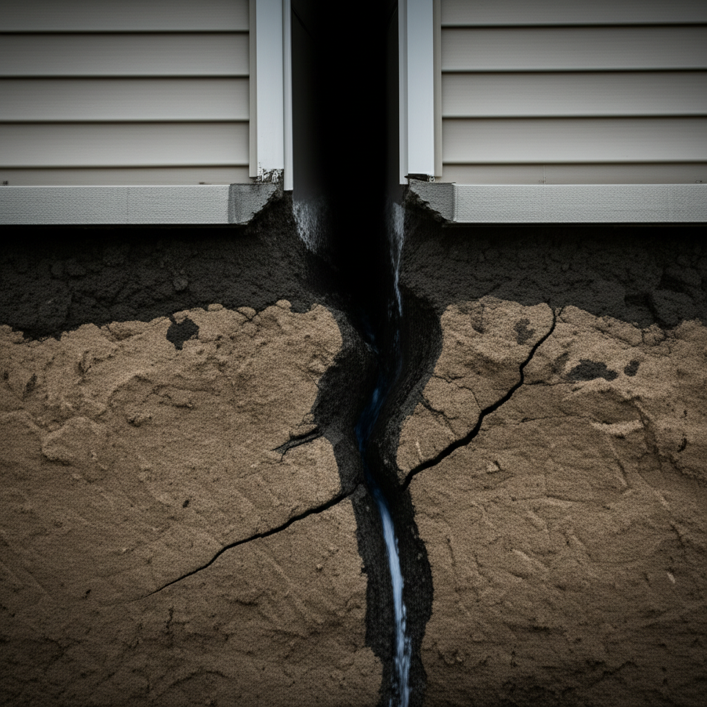 – Generate a high-quality, relevant image prompt for: Liner Floating? Stop Ground Water Damage Today