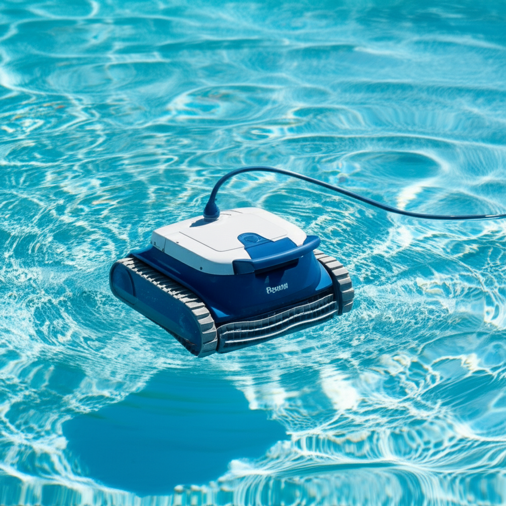 – Generate a high-quality, relevant image prompt for: Pool Vacuuming: Effortless & Stunning Clean.