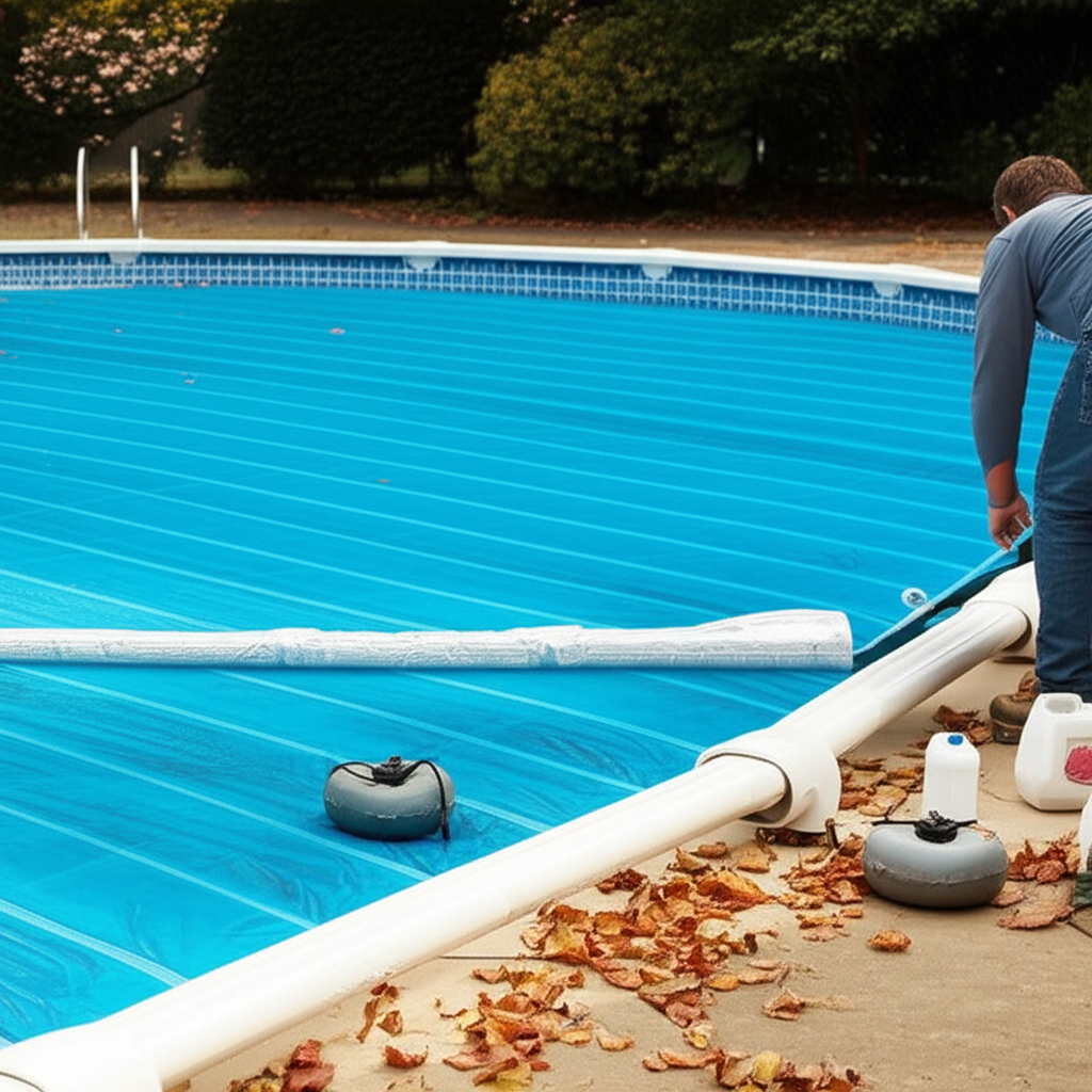 – Generate a high-quality, relevant image prompt for: Pool Closing: Essential, Easy Winterization–