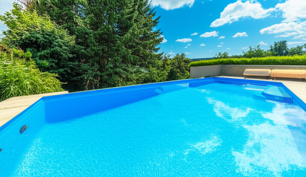 – Generate a high-quality, relevant image prompt for: Water Evaporation: Prevent Pool Level Loss Eas