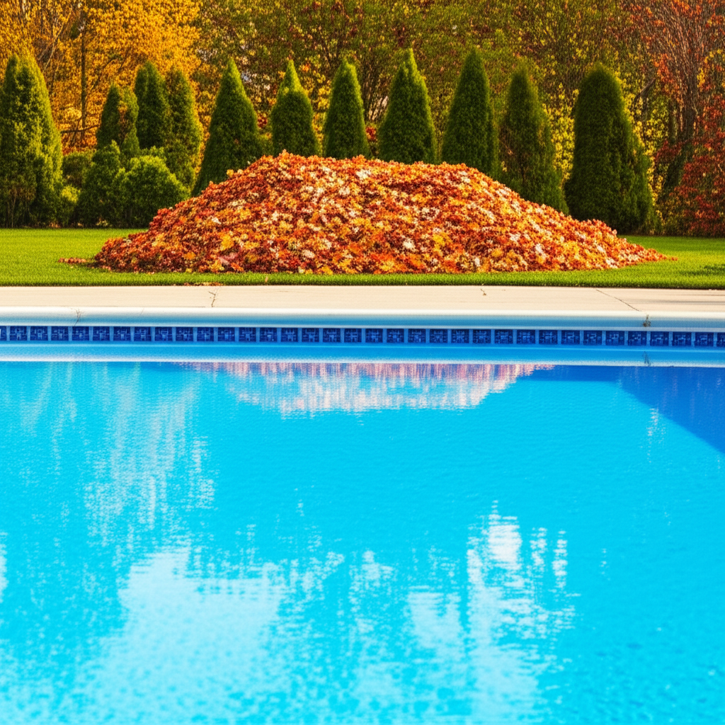 – Generate a high-quality, relevant image prompt for: Leaf Removal: Effortless & Pristine Pool Clean