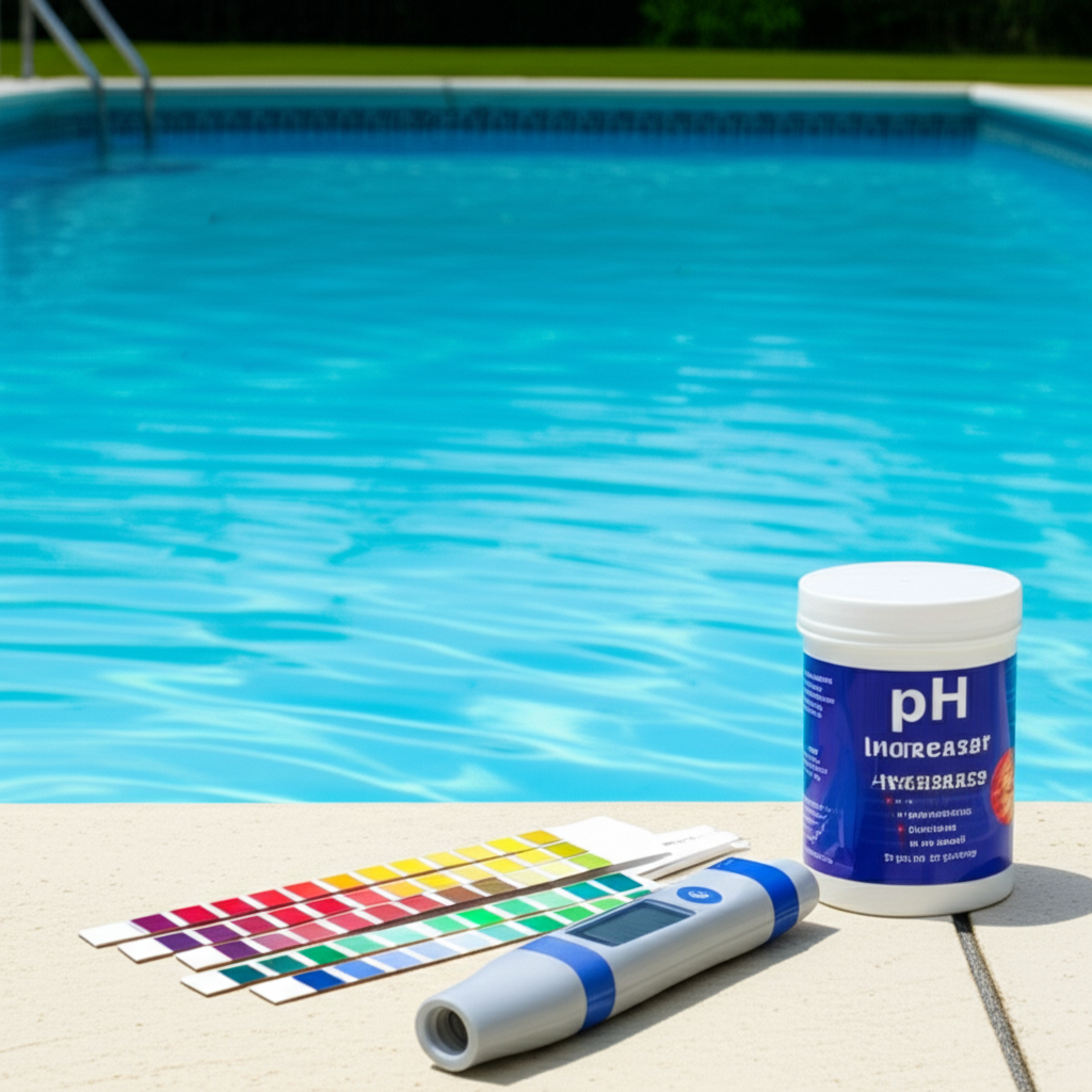 – Generate a high-quality, relevant image prompt for: Pool pH: Ultimate Guide for Perfect Balance–