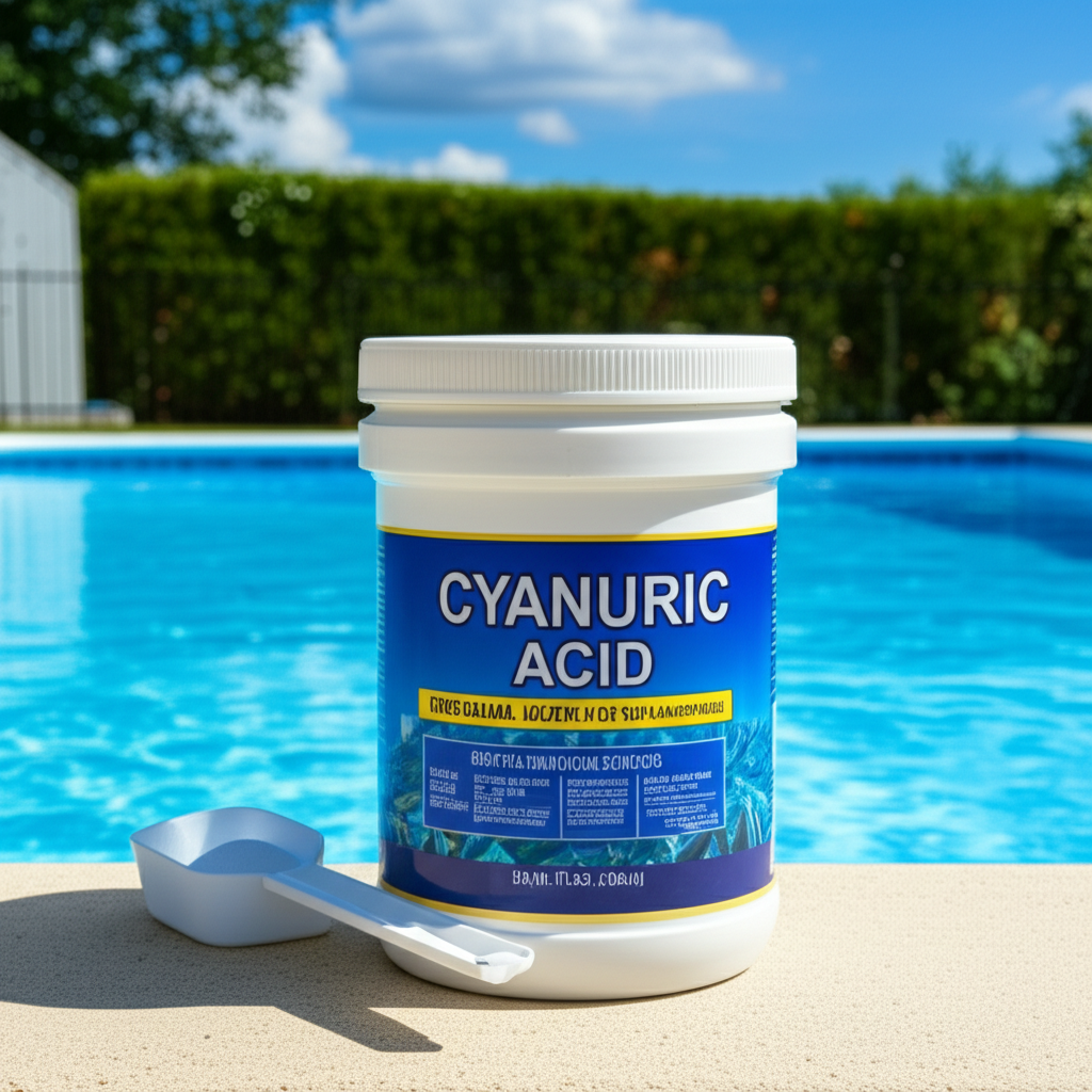 – Generate a high-quality, relevant image prompt for: Cyanuric Acid: Ultimate Pool Stabilizer Guide