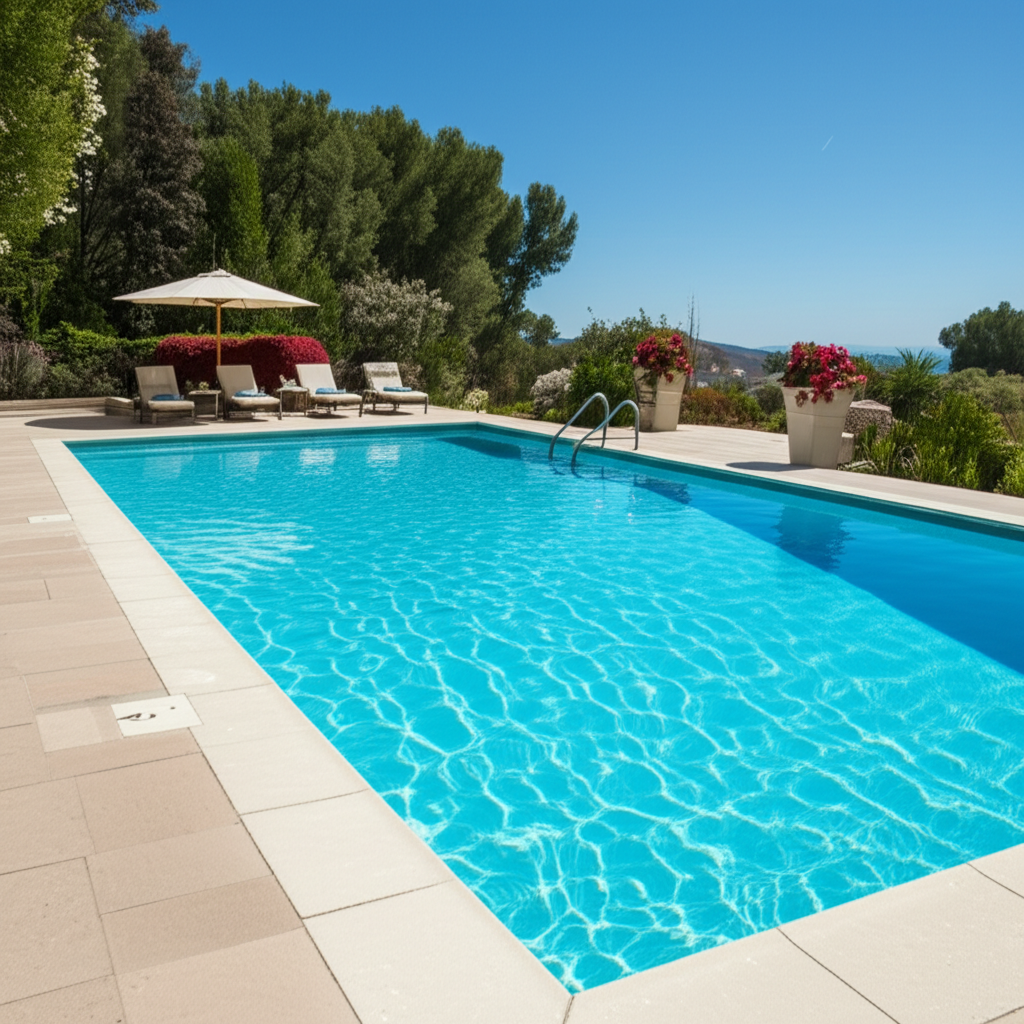 – Generate a high-quality, relevant image prompt for: Ozone Generator: Stunning, Superior Pool Sanit