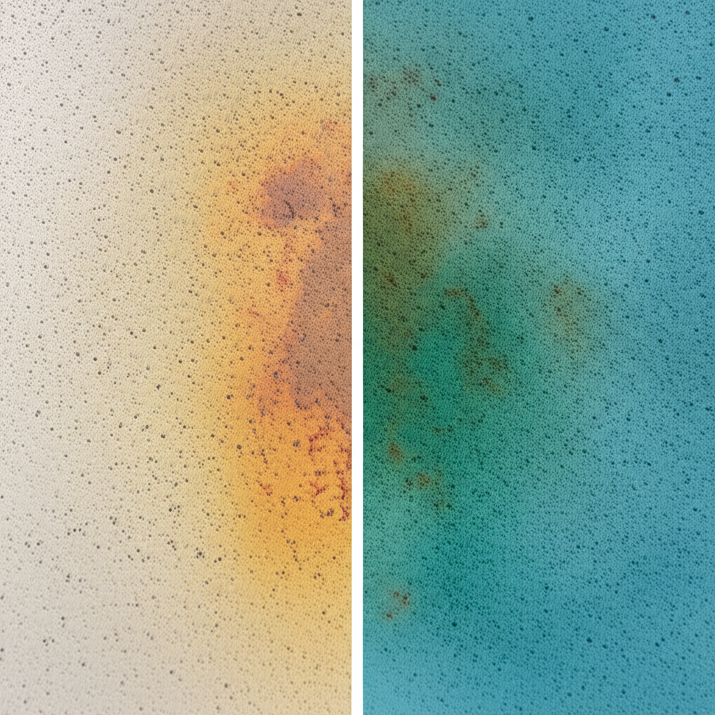 – Generate a high-quality, relevant image prompt for: Metal Stains: Effortless Iron & Copper Stain R