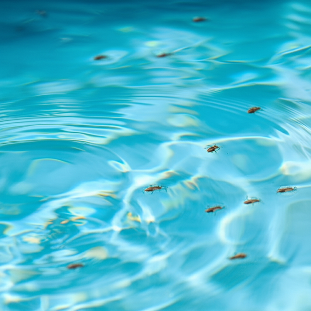 – Generate a high-quality, relevant image prompt for: Water Bugs: Conquer Your Pool Nightmare Instan