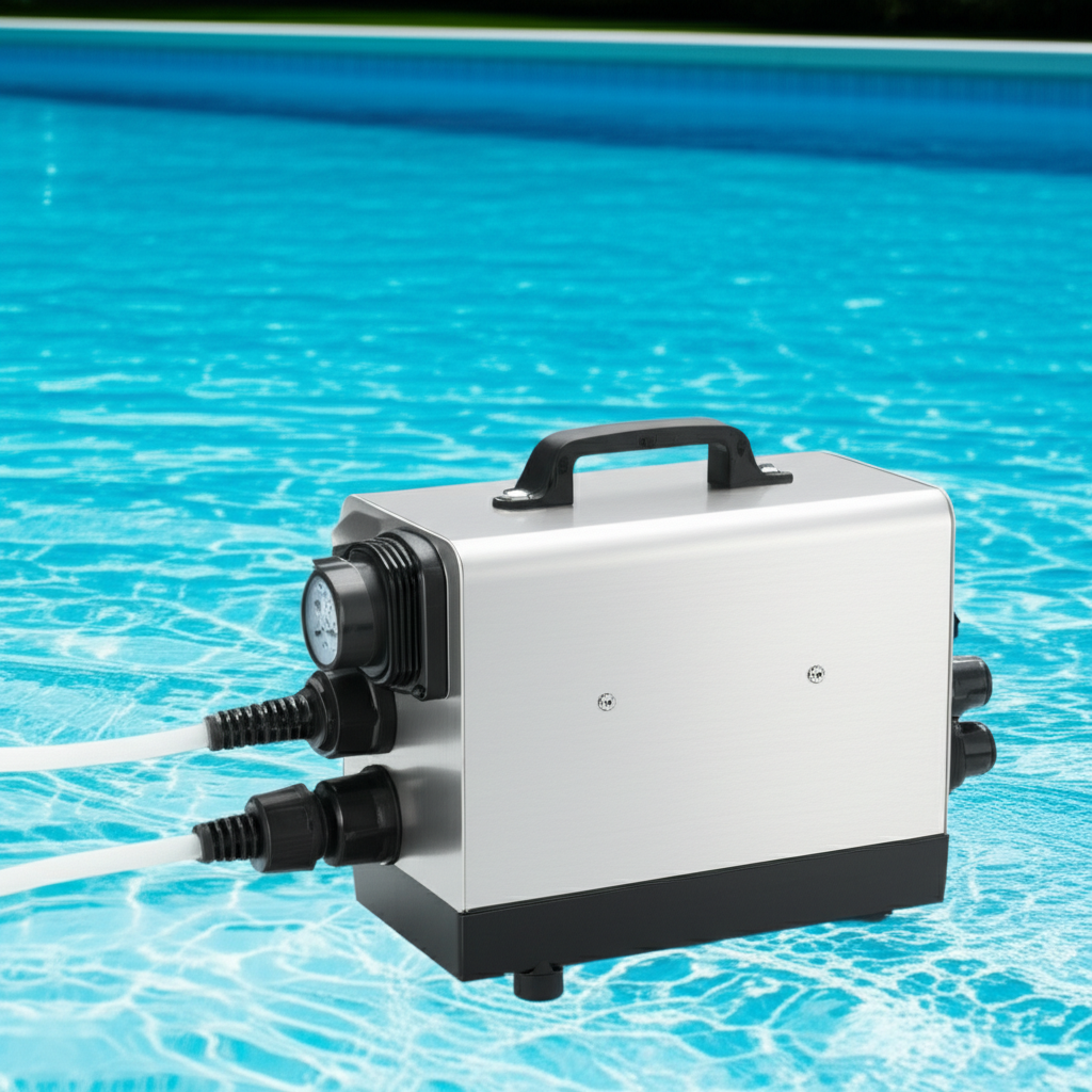 – Generate a high-quality, relevant image prompt for: Ozone Generator: Stunning Pure Pool Water– d