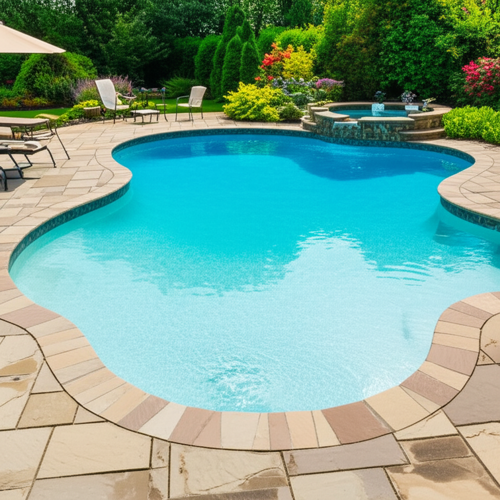 – Generate a high-quality, relevant image prompt for: Pool Care: Stunning & Easy Maintenance– do n