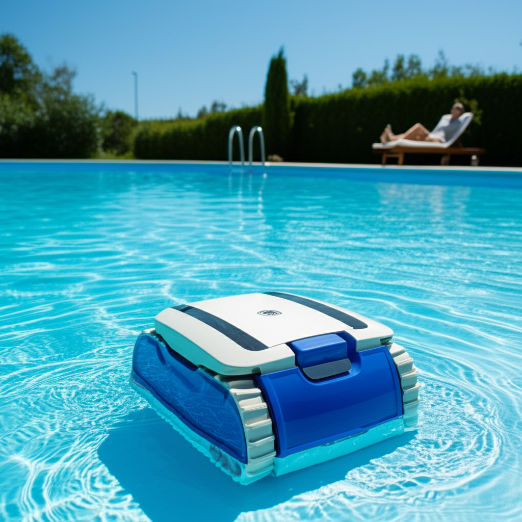 – Generate a high-quality, relevant image prompt for: Pool Cleaning Services: Effortless & Stunning