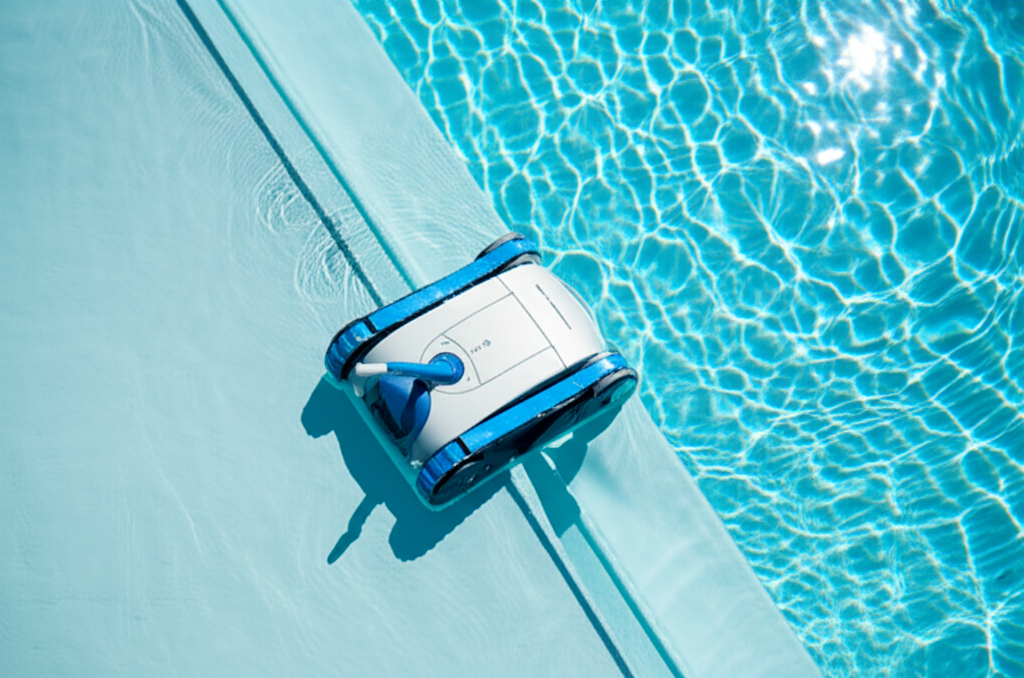 – Generate a high-quality, relevant image prompt for: Pool Vacuuming: Effortless & Stunning Clean–