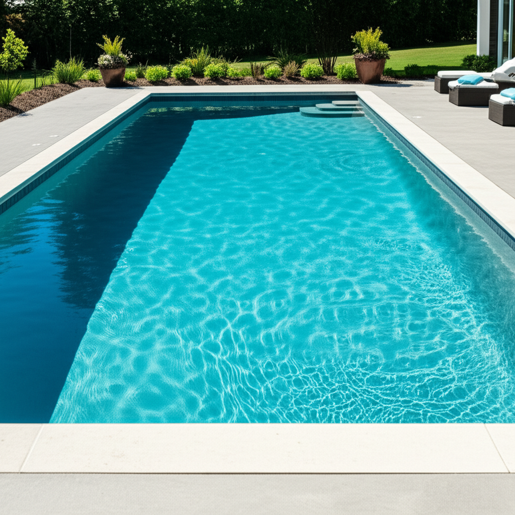 – Generate a high-quality, relevant image prompt for: Concrete Pool: Stunning, Effortless Maintenanc