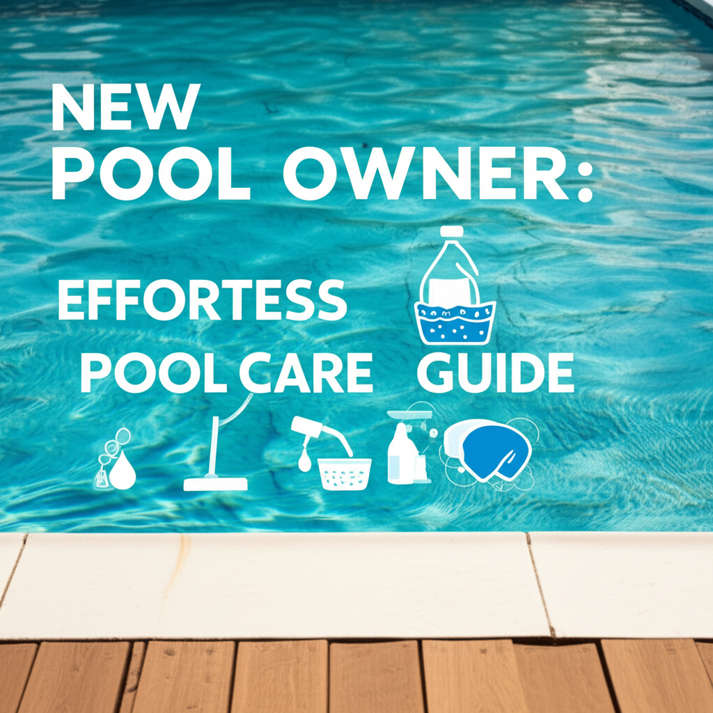 – Generate a high-quality, relevant image prompt for: New Pool Owner: Effortless Pool Care Guide–