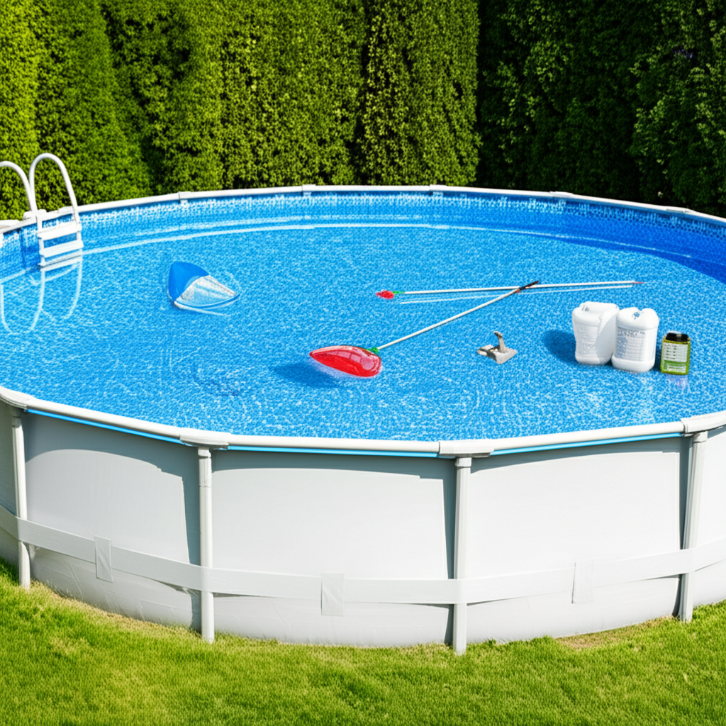 &ndash; Generate a high-quality, relevant image prompt for: Above Ground Pool Care: Stunningly Simple Step