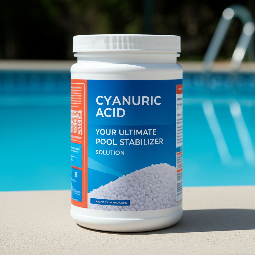 &ndash; Generate a high-quality, relevant image prompt for: Cyanuric Acid: Your Ultimate Pool Stabilizer S