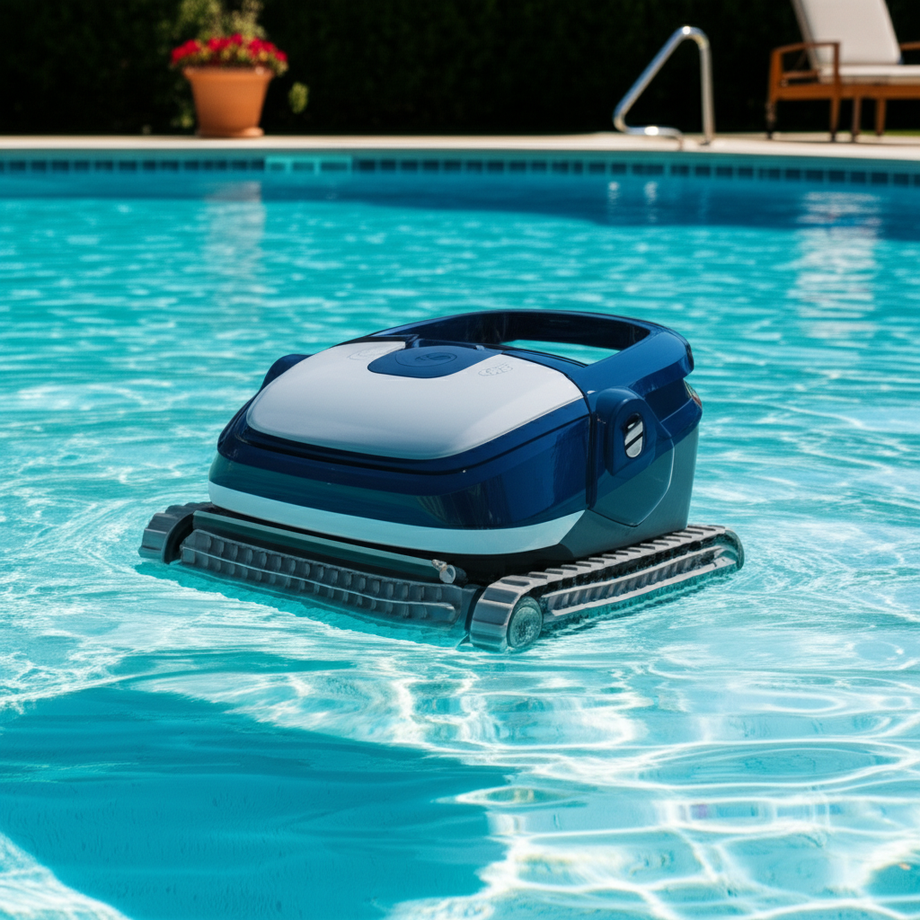 – Generate a high-quality, relevant image prompt for: Robotic Pool Cleaners: Revolutionary, Effortle