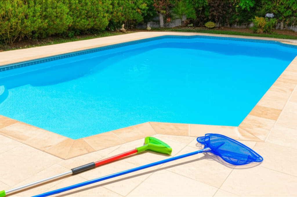 – Generate a high-quality, relevant image prompt for: Daily Pool Care: Ultimate Schedule for Flawles