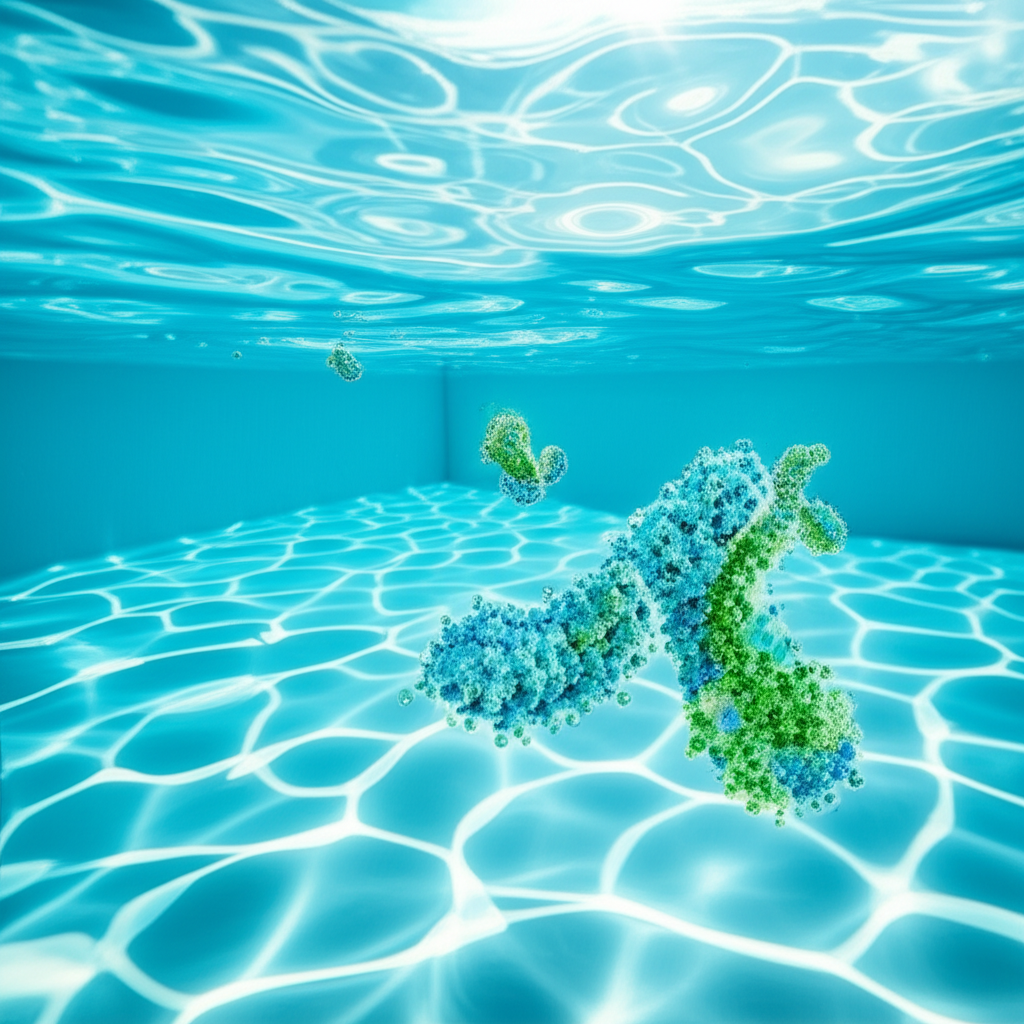 &ndash; Generate a high-quality, relevant image prompt for: Pool Enzymes: Stunning, Easy Pool Chemical Sol