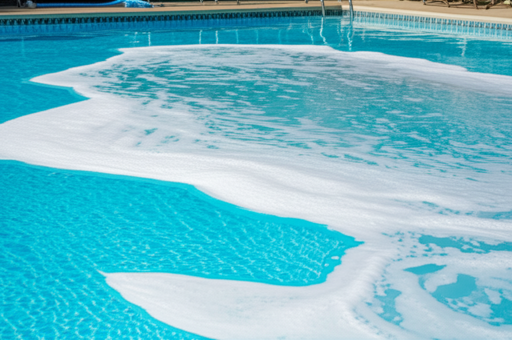 – Generate a high-quality, relevant image prompt for: Foamy Pool: Unmasking Common Causes– do not