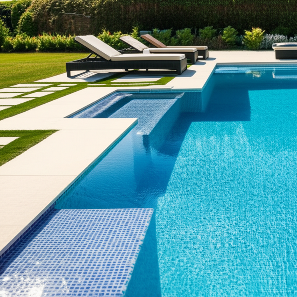 &ndash; Generate a high-quality, relevant image prompt for: Modern Pool: Stunning Geometric Designs&ndash; do