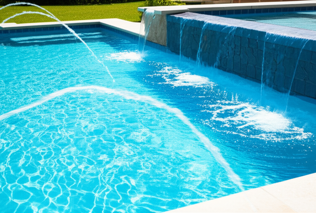 &ndash; Generate a high-quality, relevant image prompt for: Pool Water Features: Stunning Upgrades&ndash; do n