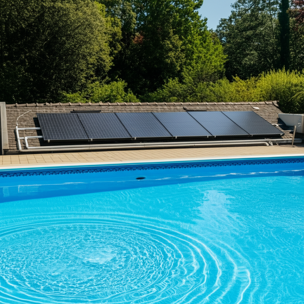 &ndash; Generate a high-quality, relevant image prompt for: Solar Pool Heaters: Ultimate Affordable Heatin