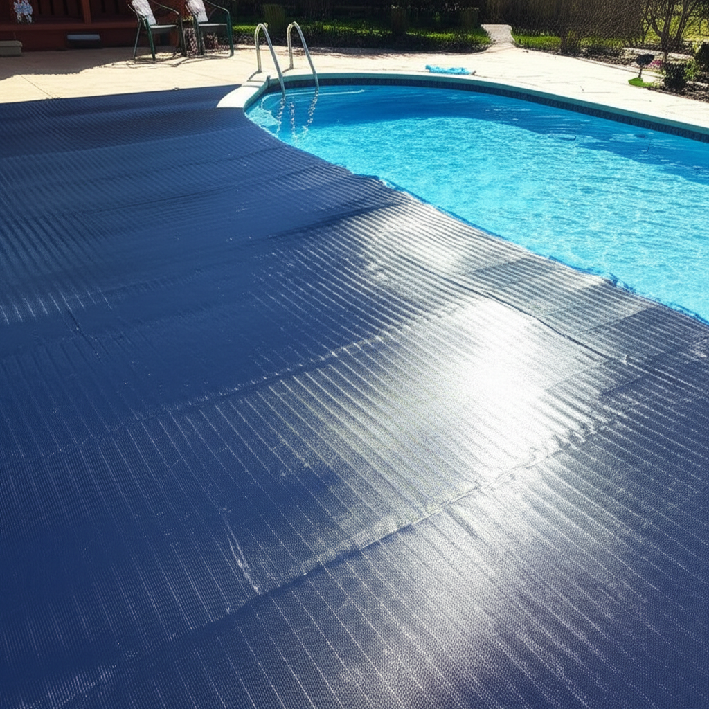 &ndash; Generate a high-quality, relevant image prompt for: Solar Blanket: Amazing Pool Temperature Boost