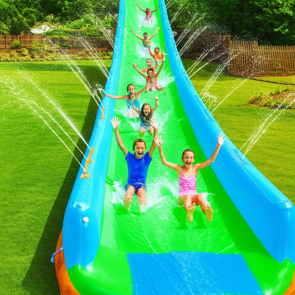 &ndash; Generate a high-quality, relevant image prompt for: Water Slide: Ultimate Backyard Fun&ndash; do not p
