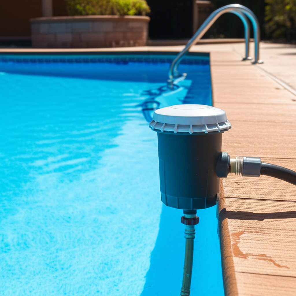 &ndash; Generate a high-quality, relevant image prompt for: Automatic Water Filler: Best Effortless Pool M